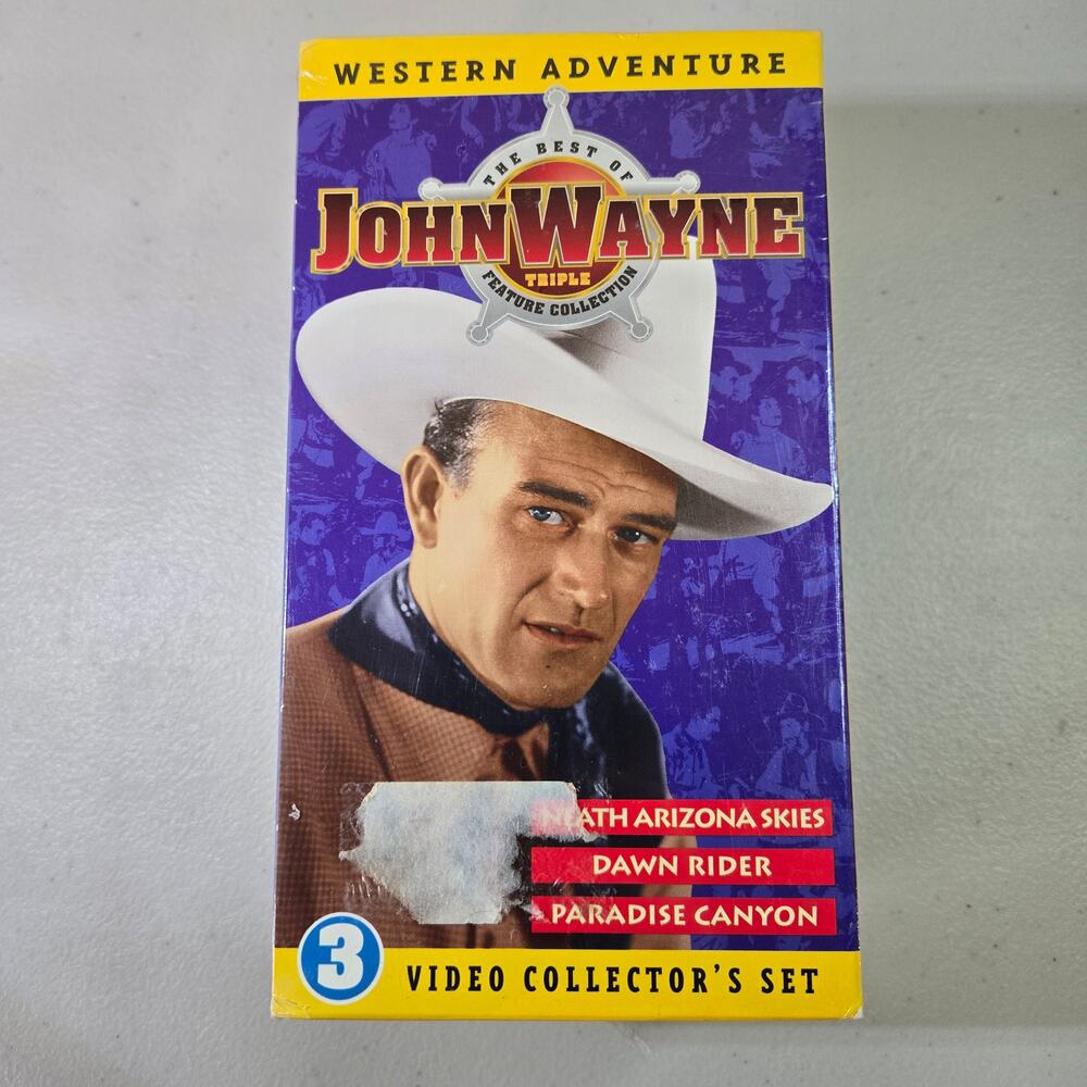 Sealed John Wayne Western Adventure‎ 3 Video Collector's Set Triple Feature VHS